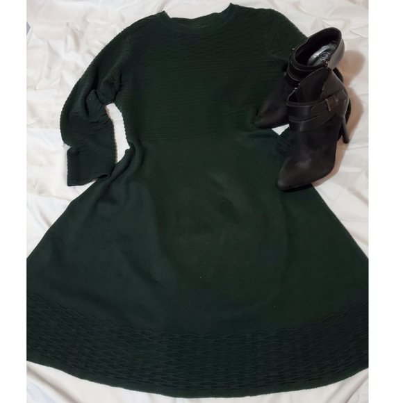 dark green sweater dress